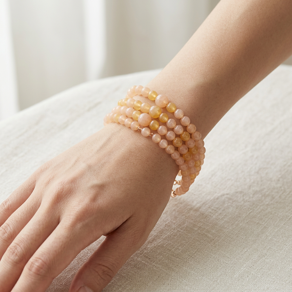 Glass Bead Round Light Peach 8mm 35beads 1string