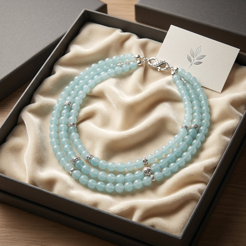 Glass Bead Round Mint Blue 8mm 35beads 1string