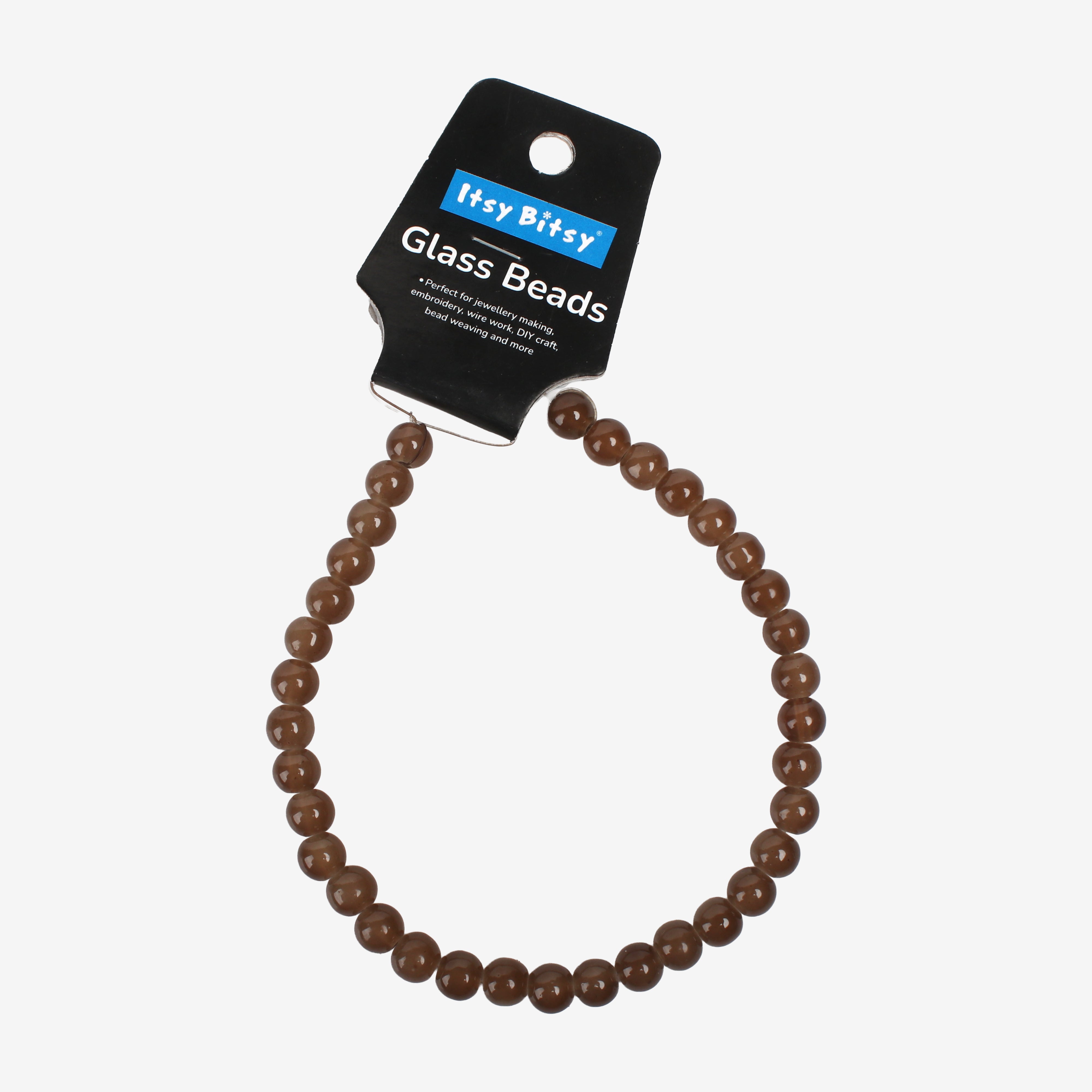 Glass Bead Round Brown 8mm 35beads 1string