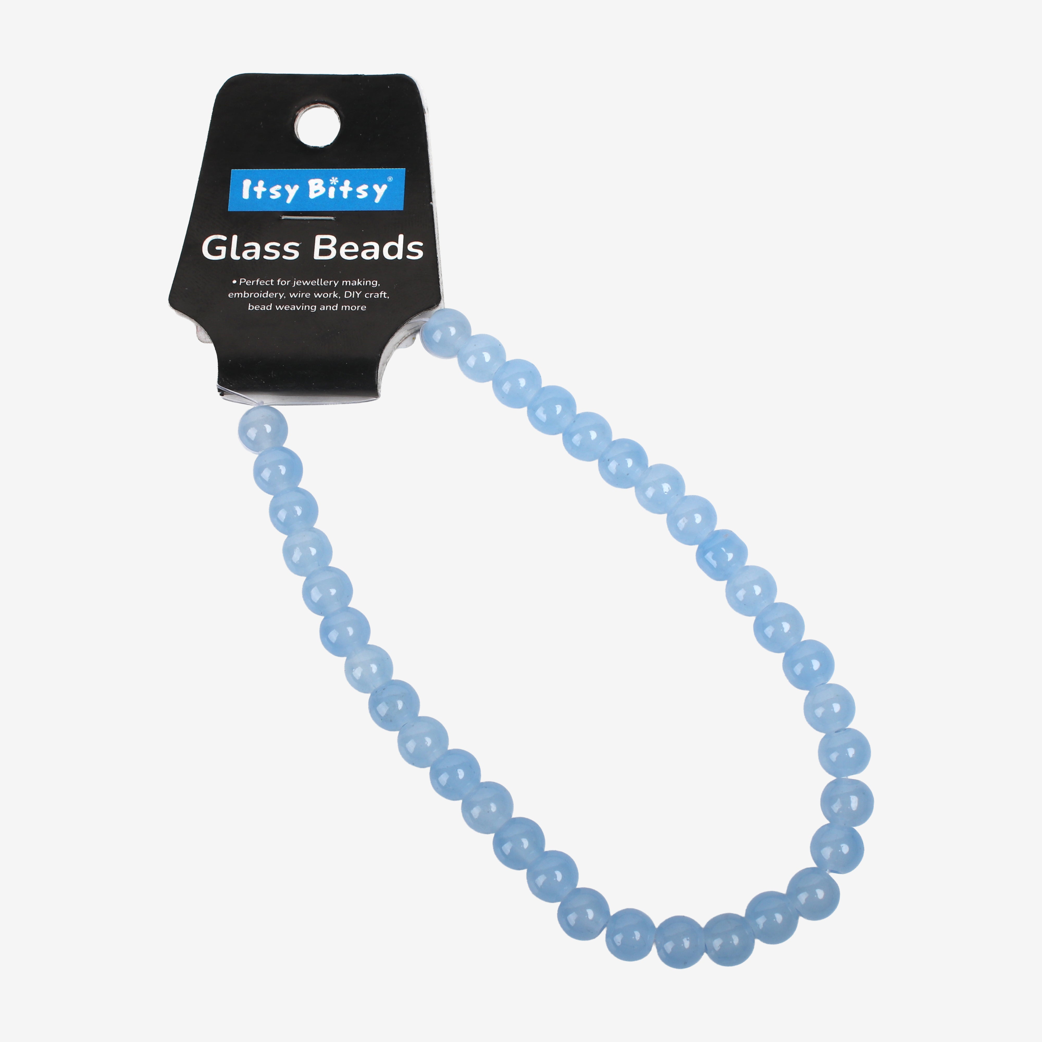 Glass Bead Round Pastel Blue 8mm 35beads 1string