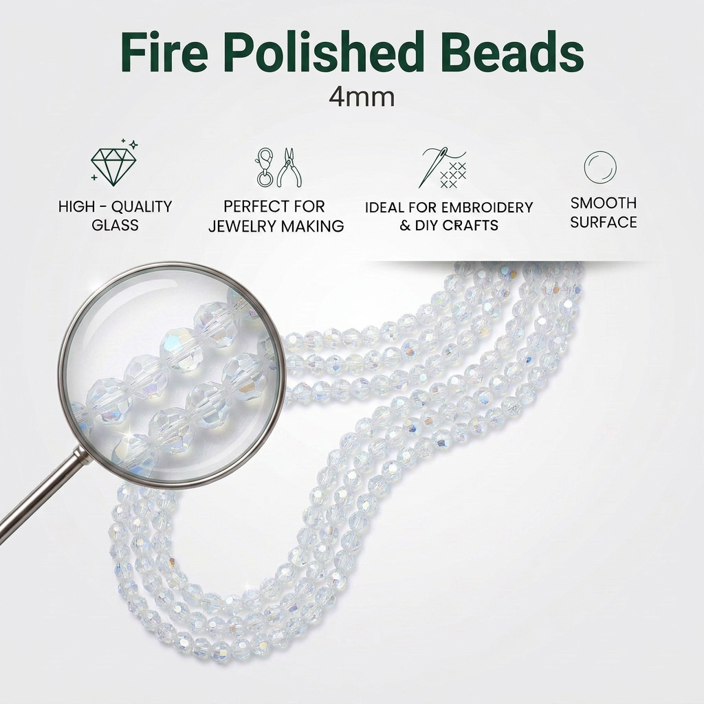 Fire Polished Beads Rainbow Crystal 4mm Clear Crystal 1 string