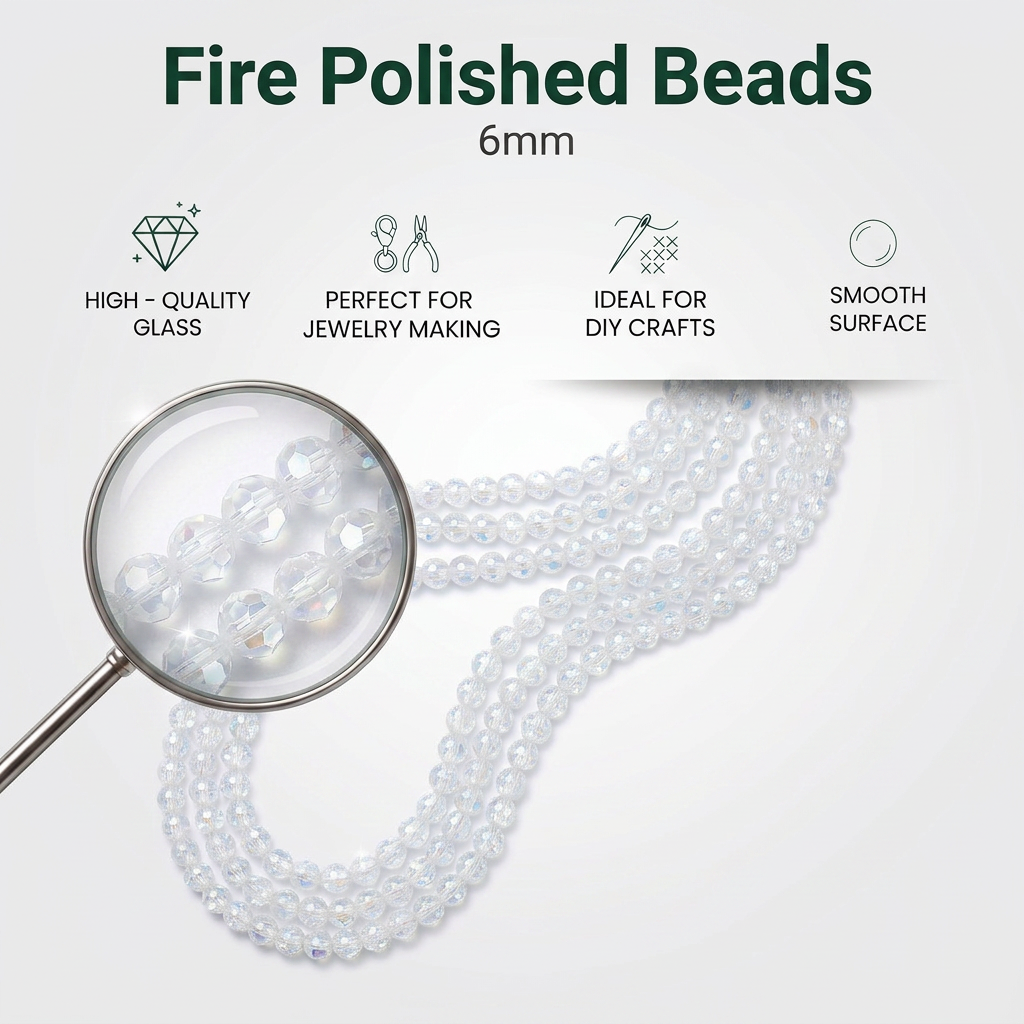 Fire Polished Beads Rainbow Crystal 6mm Clear Crystal 1 string