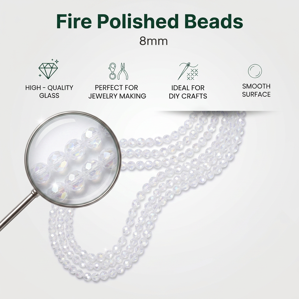 Fire Polished Beads Rainbow Crystal 8mm Clear Crystal 1string