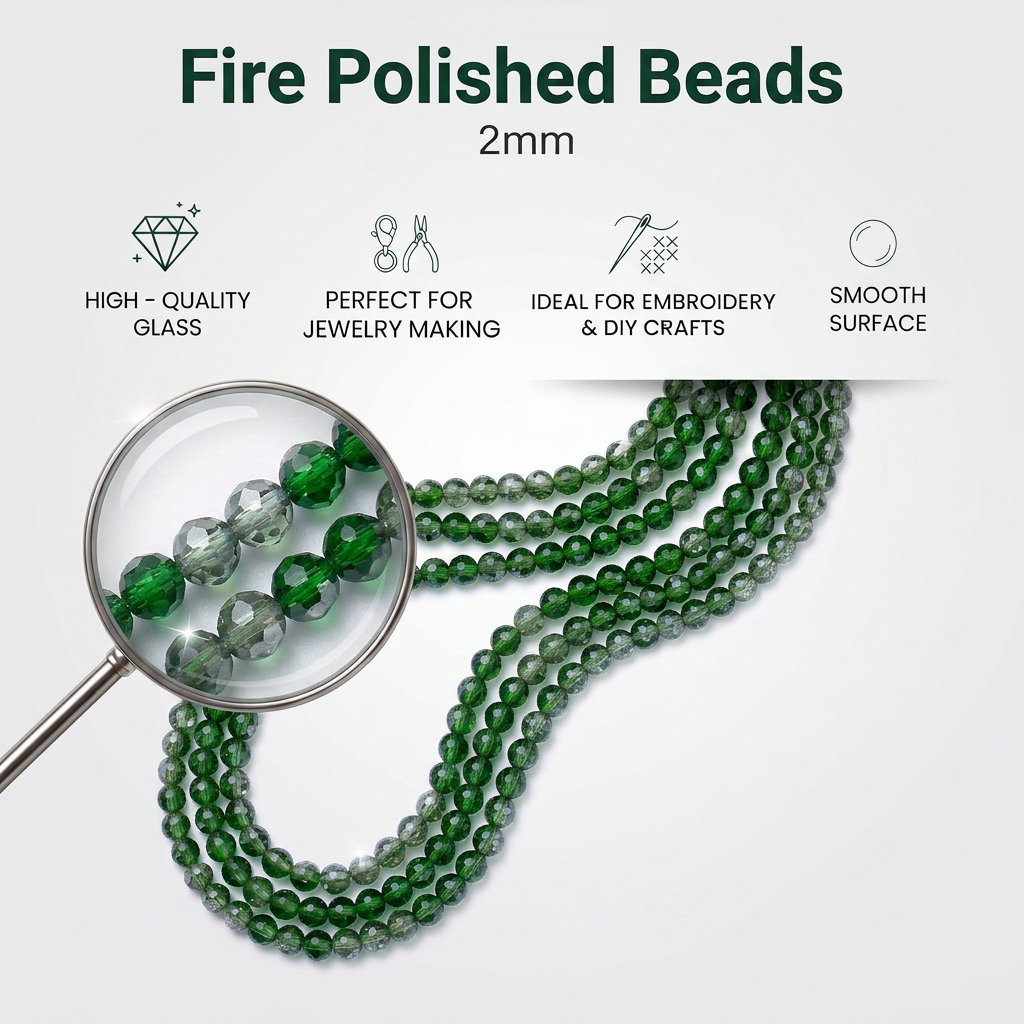 Fire Polished Beads Rainbow Crystal 2mm Emerald Green 1string