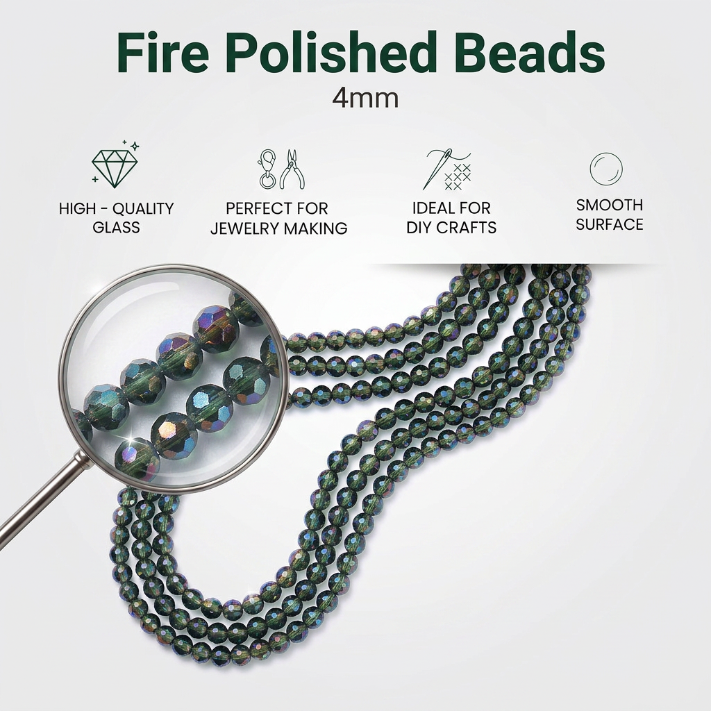 Fire Polished Beads Rainbow Crystal 4mm Emerald Green 1string