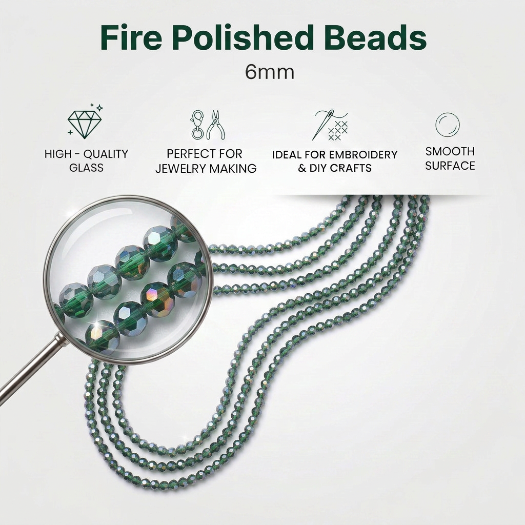 Fire Polished Beads Rainbow Crystal 6mm Emerald Green 1string