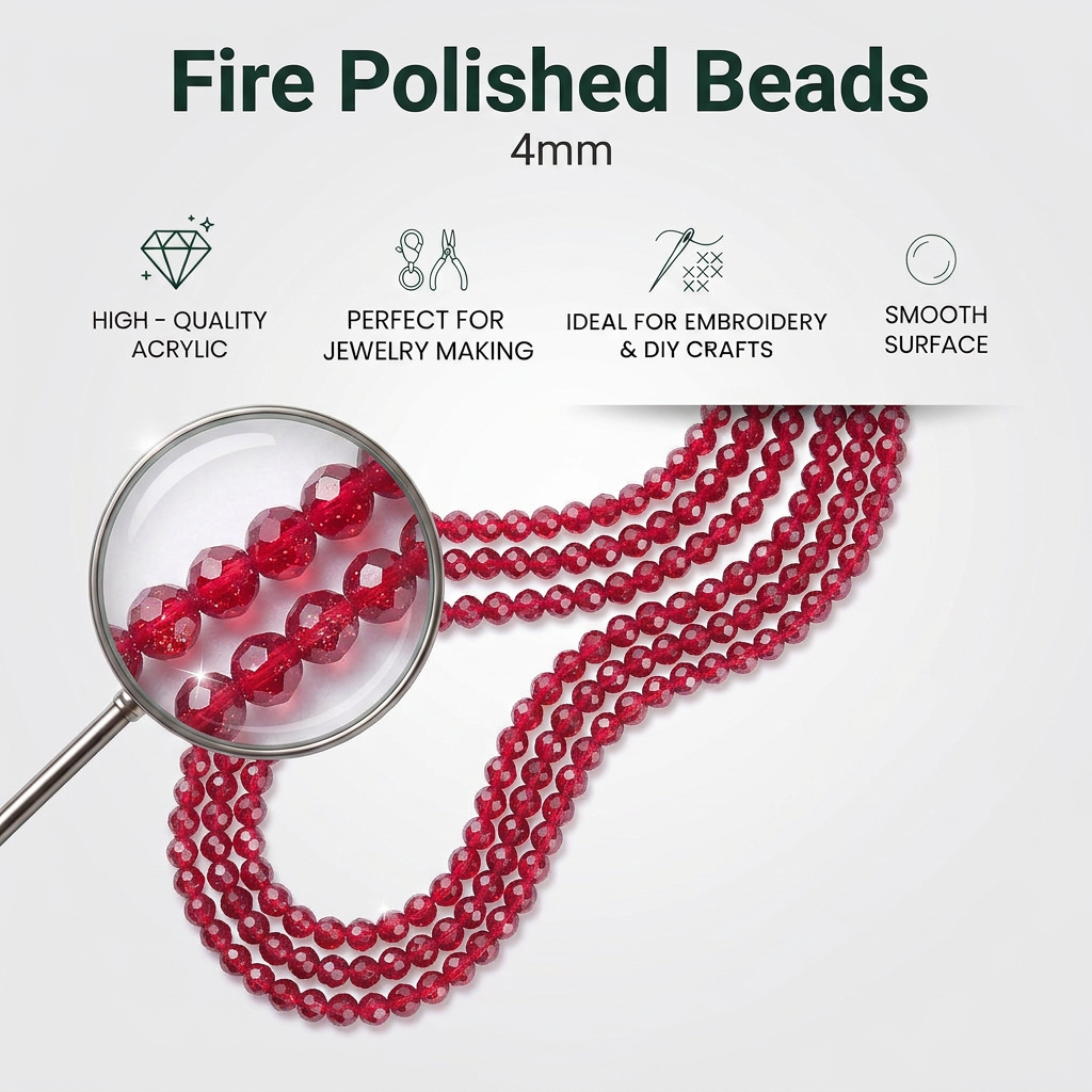 Fire Polished Beads Rainbow Crystal 4mm Dark Red 1 string