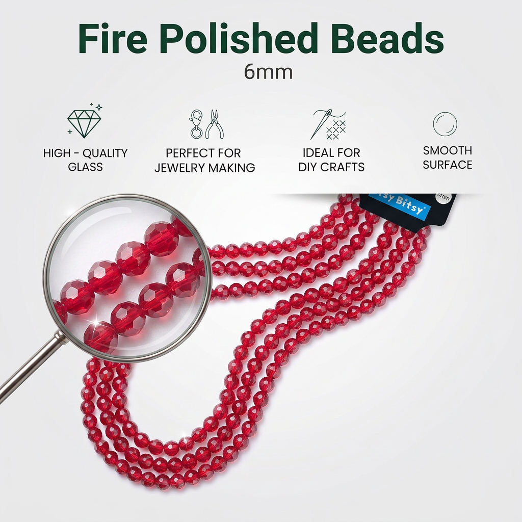 Fire Polished Beads Rainbow Crystal 6mm Dark Red 1string