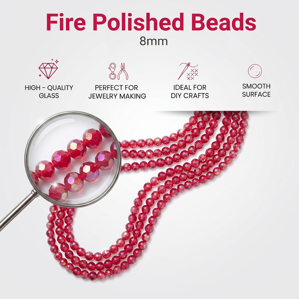 Fire Polished Beads Rainbow Crystal 8mm Dark Red 1 string