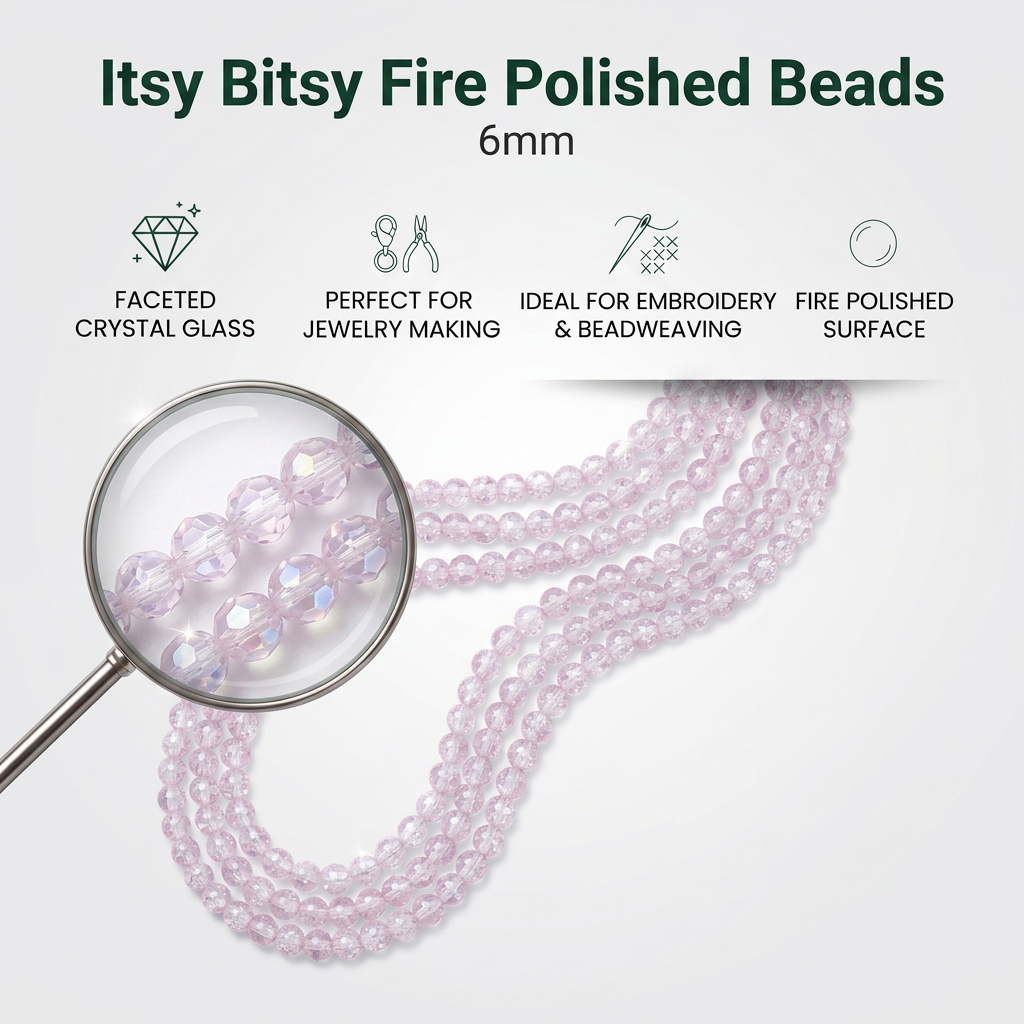 Fire Polished Beads Rainbow Crystal 6mm Pink Diamond 1 string