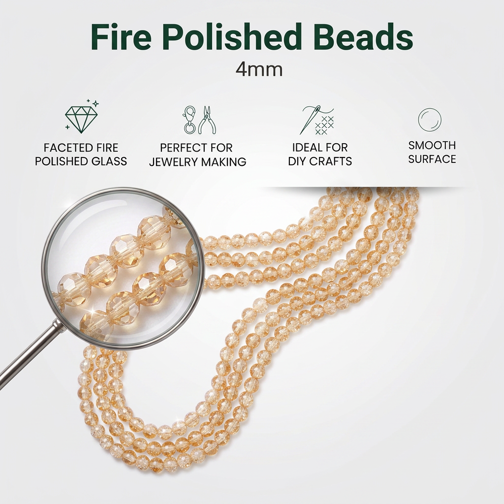 Fire Polished Beads Rainbow Crystal 4mm Champagne 1 string