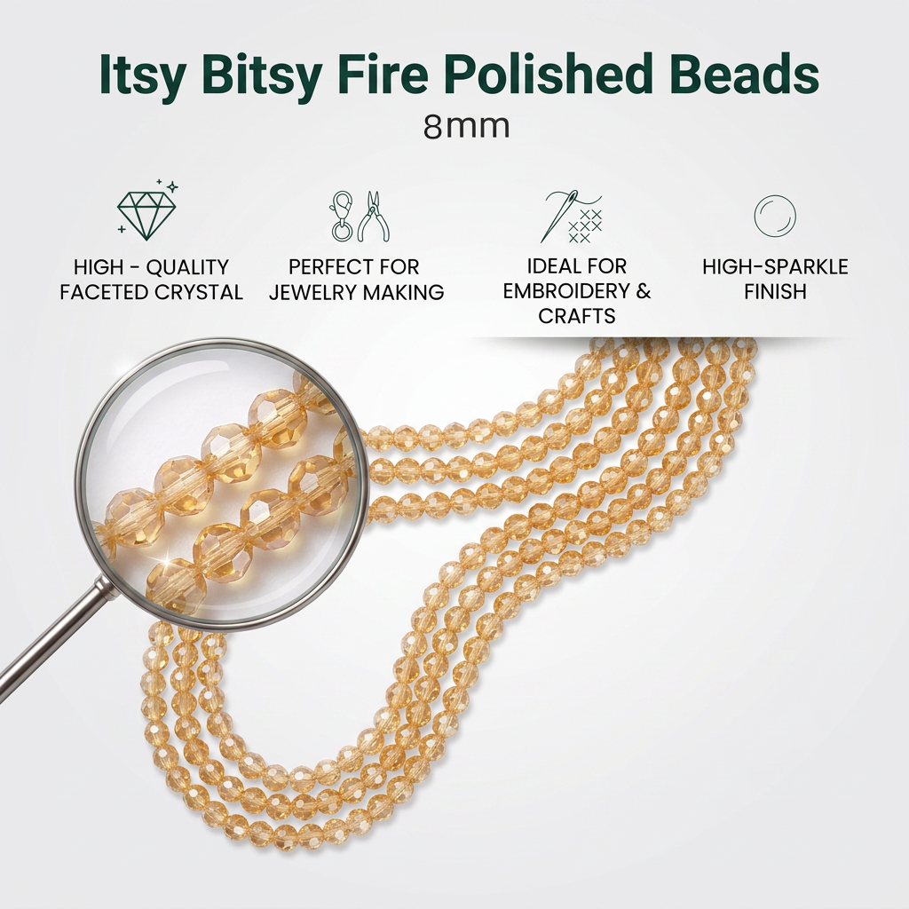 Fire Polished Beads Rainbow Crystal 8mm Champagne 1 string