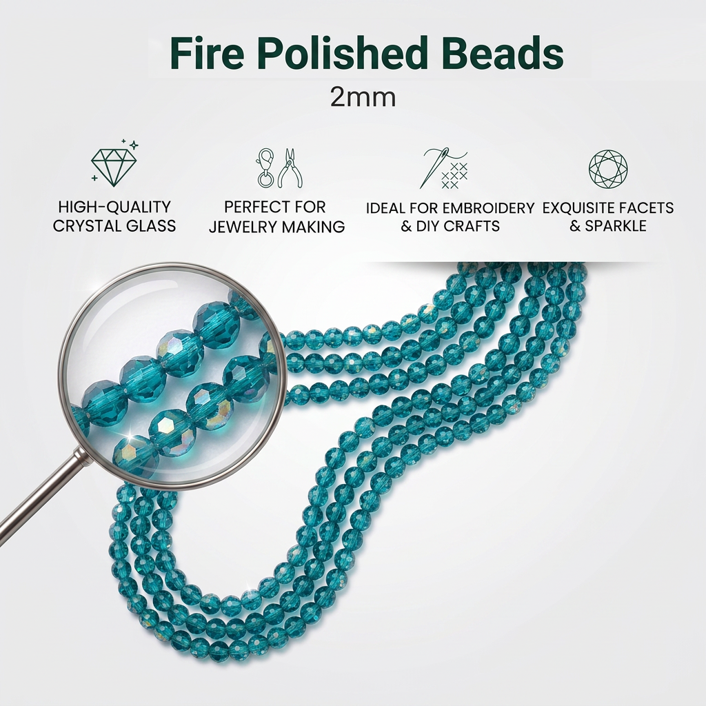 Fire Polished Beads Rainbow Crystal 2mm Teal 1 string