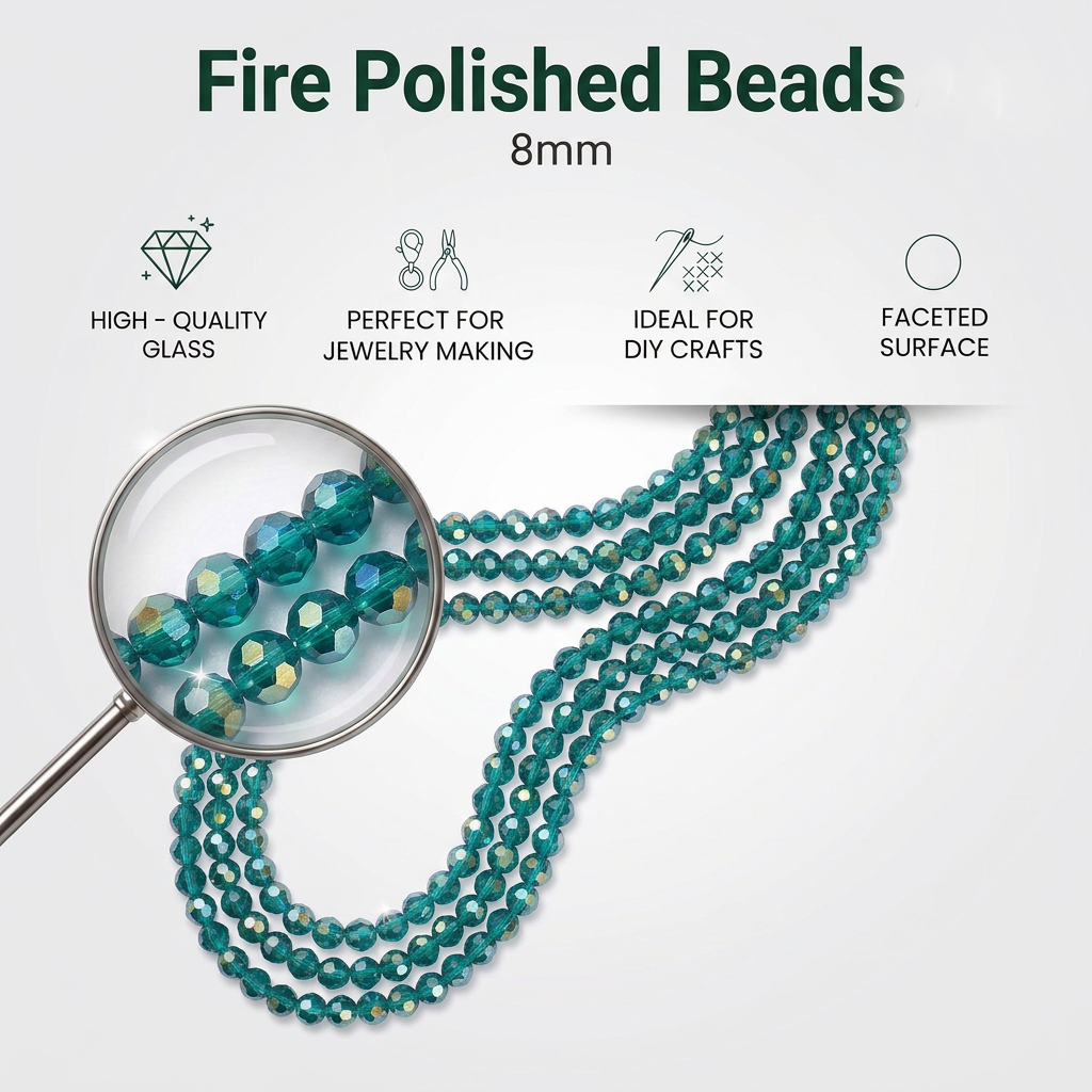 Fire Polished Beads Rainbow Crystal 8mm Teal 1 string