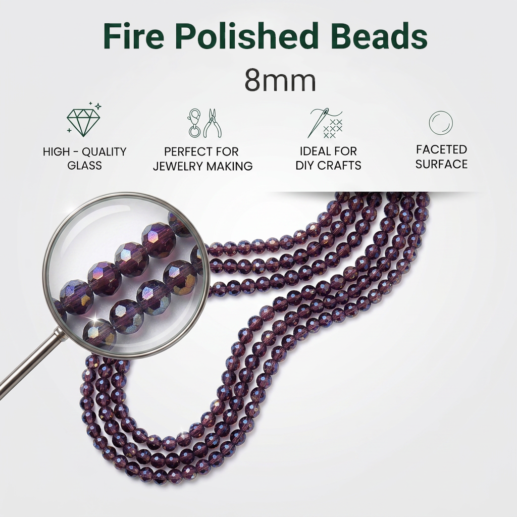 Fire Polished Beads Rainbow Crystal 8mm Rainbow Amethyst 1 string