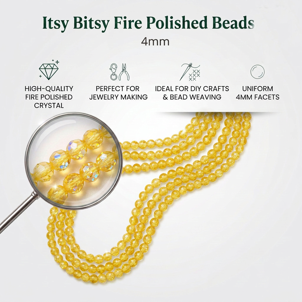 Fire Polished Beads Rainbow Crystal 4mm Citrine 1 string