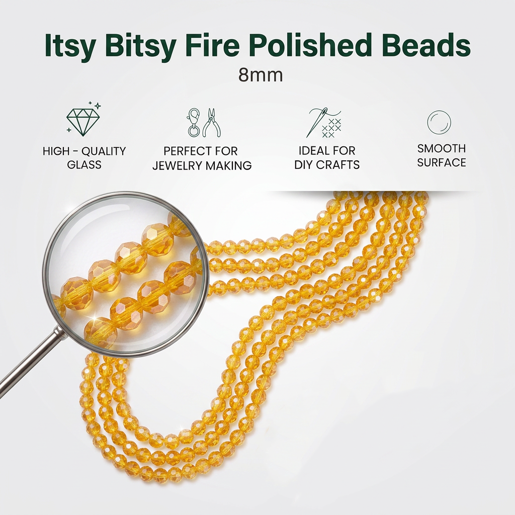 Fire Polished Beads Rainbow Crystal 8mm Citrine 1 string