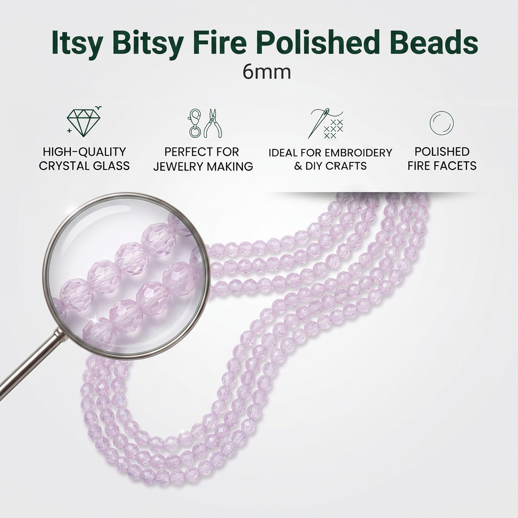 Fire Polished Beads Opaque Crystal 6mm Rose Crystal 1 string