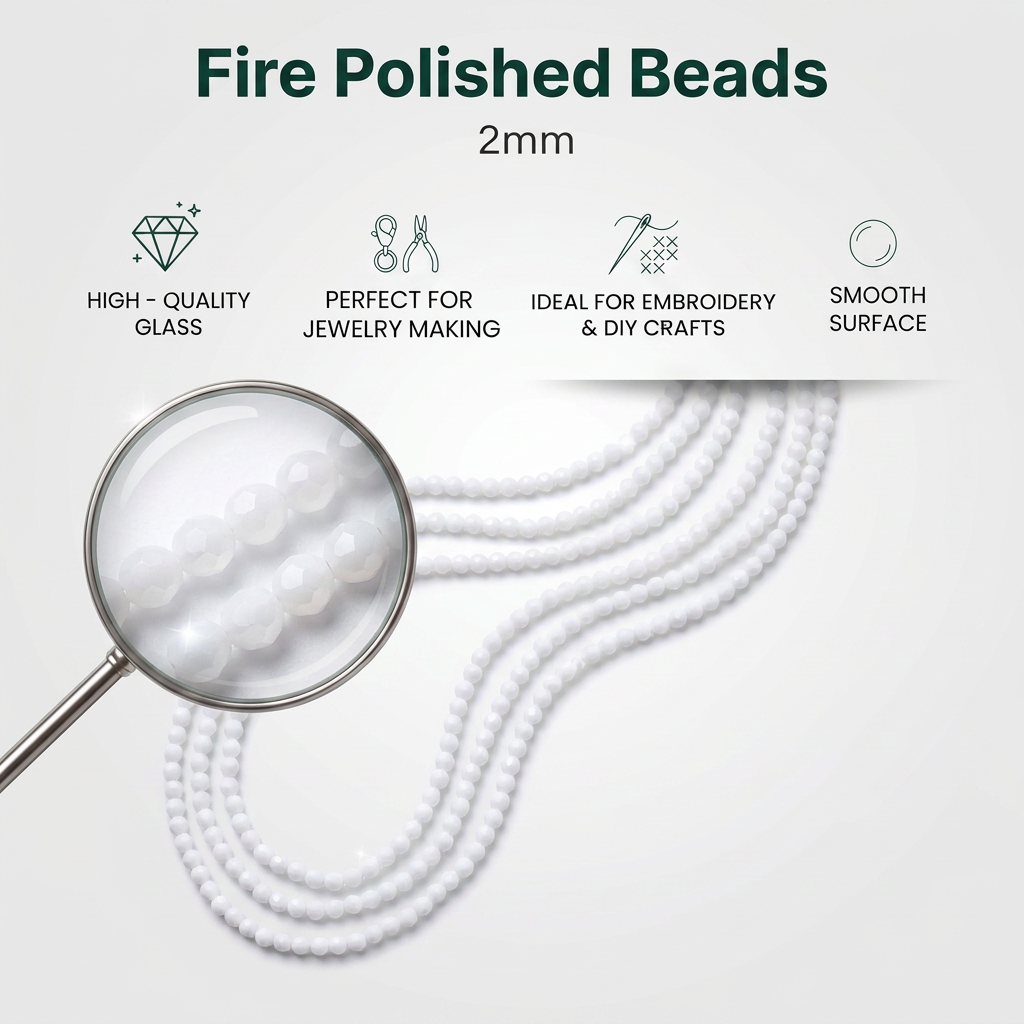 Fire Polished Beads Opaque Crystal 2mm White 1 string