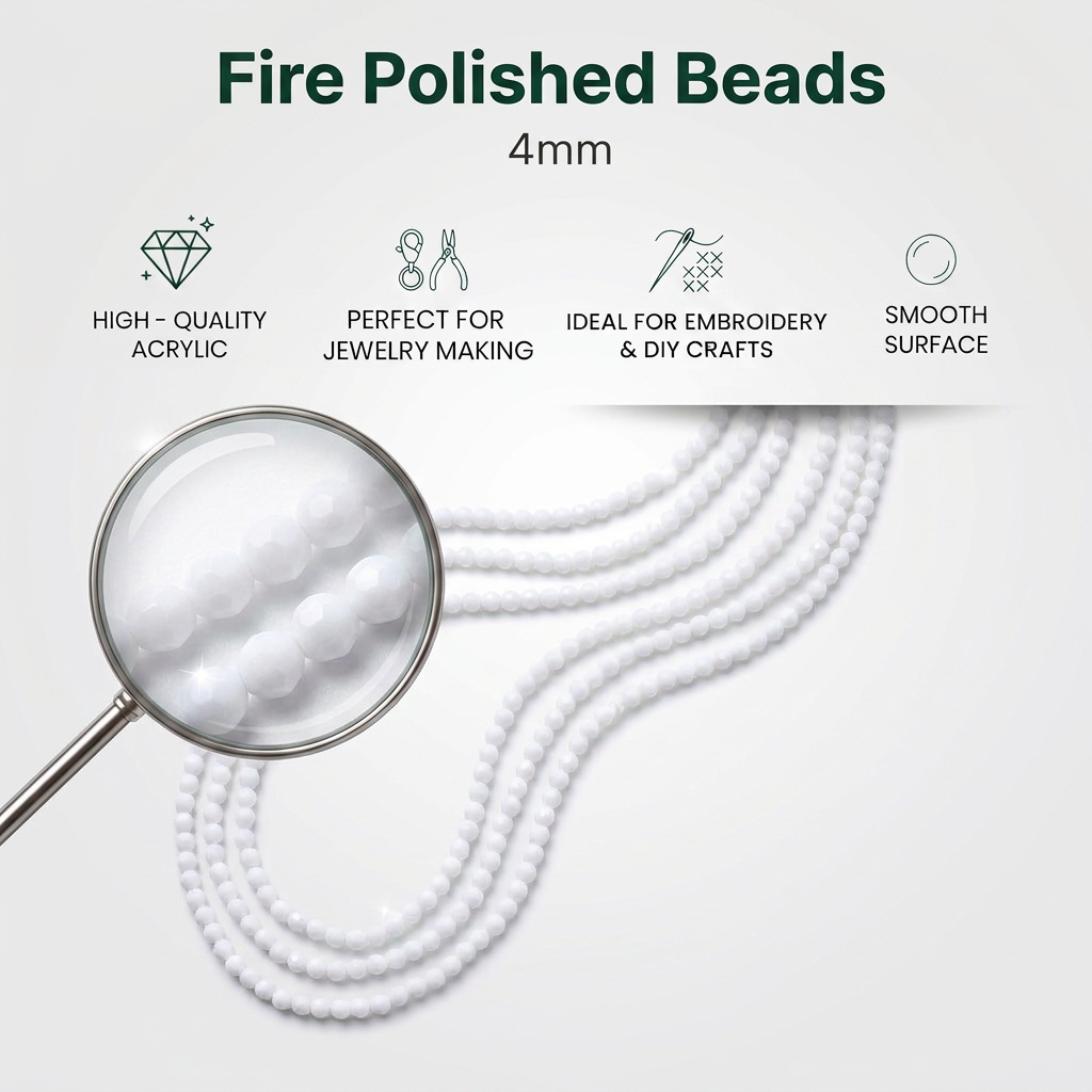 Fire Polished Beads Opaque Crystal 4mm White 1string