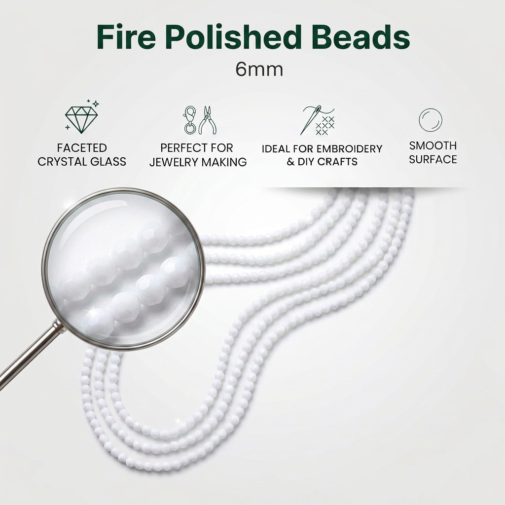 Fire Polished Beads Opaque Crystal 6mm White 1 string