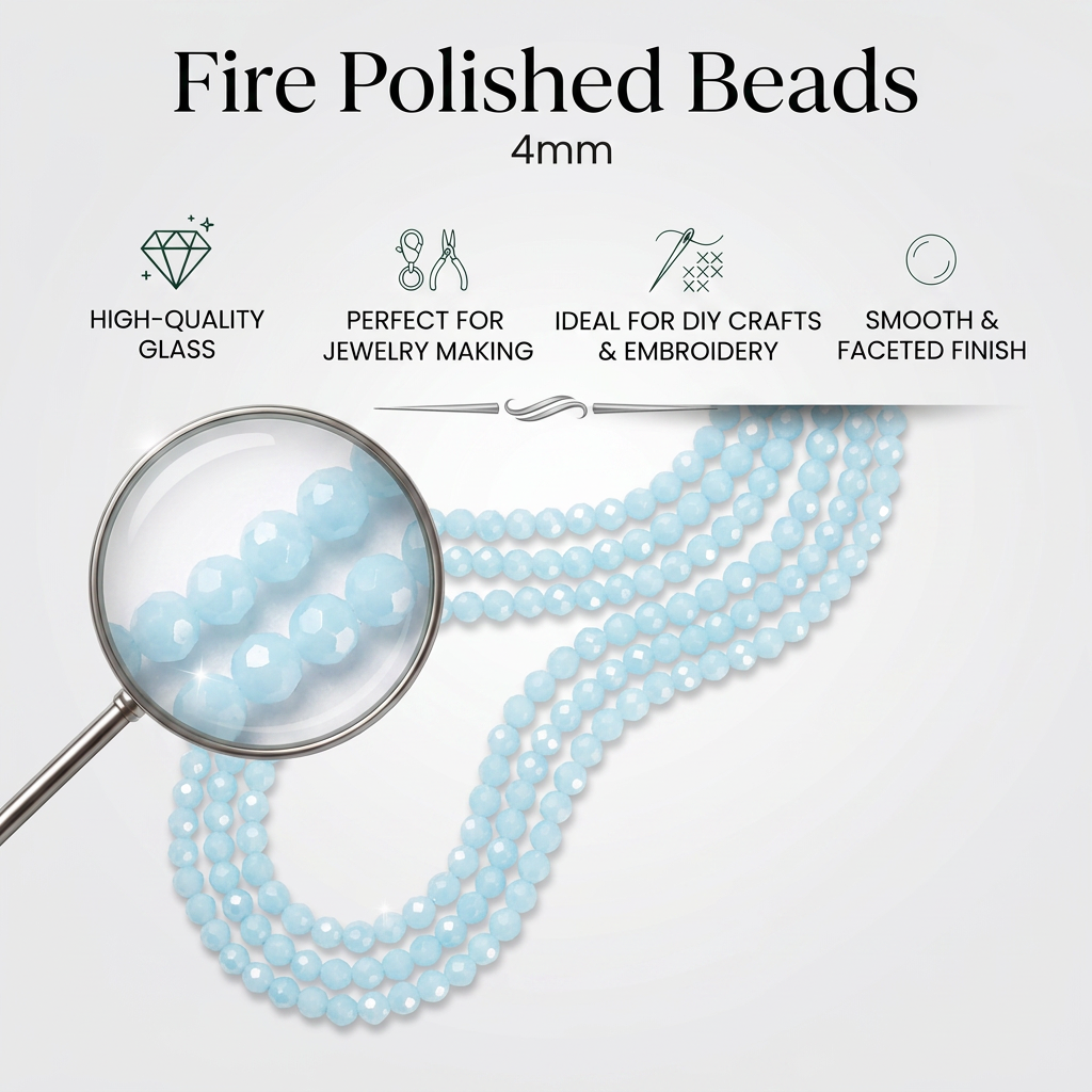 Fire Polished Beads Opaque Crystal 2mm Turquoise 1 string