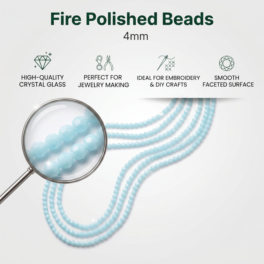 Fire Polished Beads Opaque Crystal 4mm Turquoise 1 string