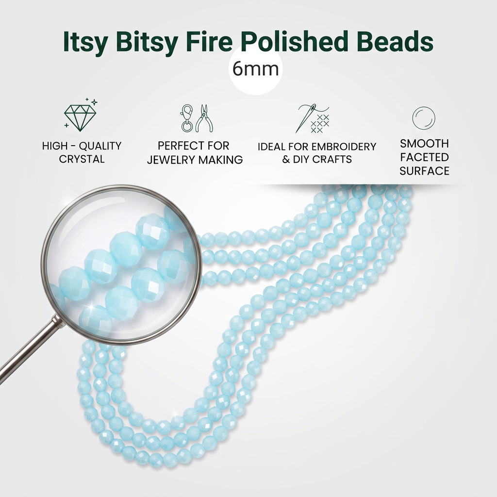 Fire Polished Beads Opaque Crystal 6mm Turquoise 1string