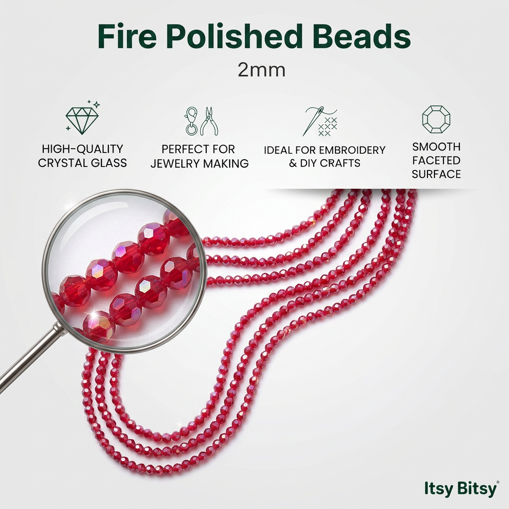 Fire Polished Beads Opaque Crystal 2mm Ruby Red 1 string