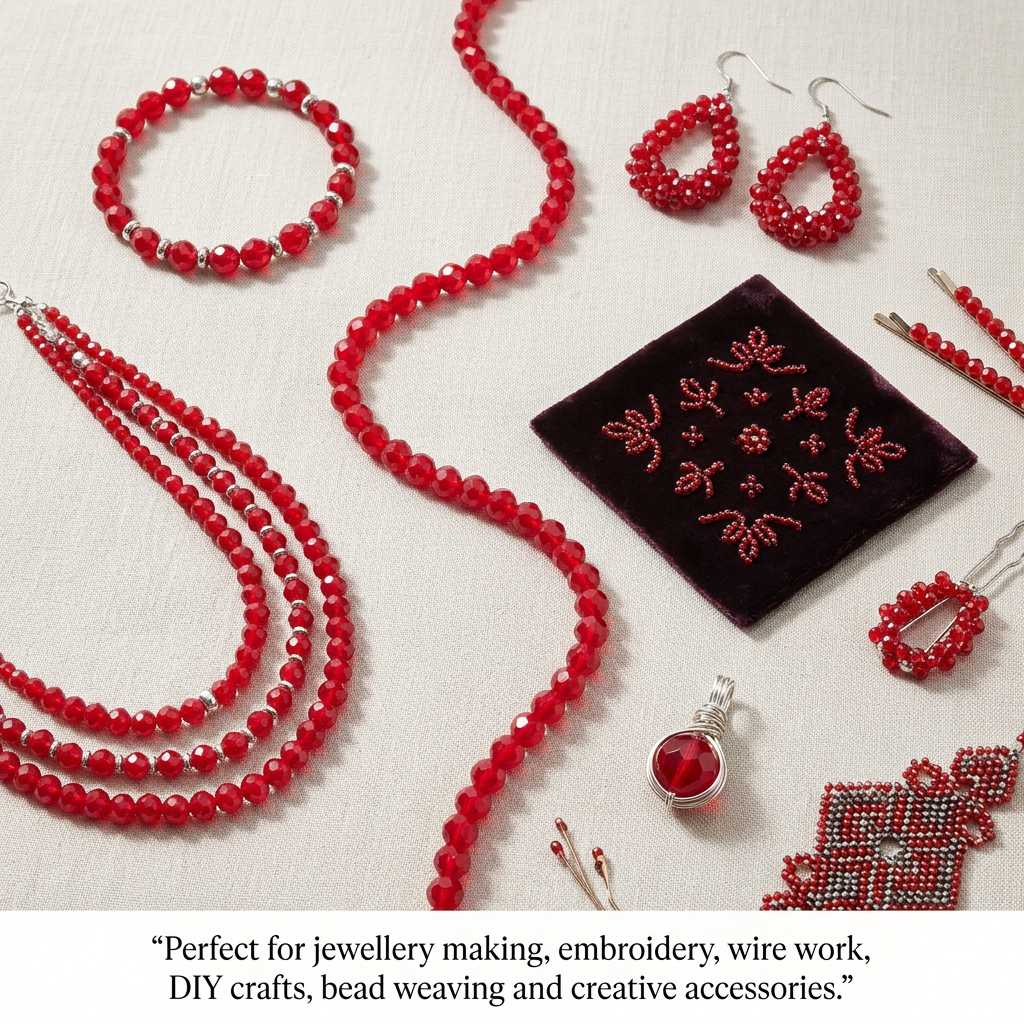 Fire Polished Beads Opaque Crystal 6mm Ruby Red 1 string