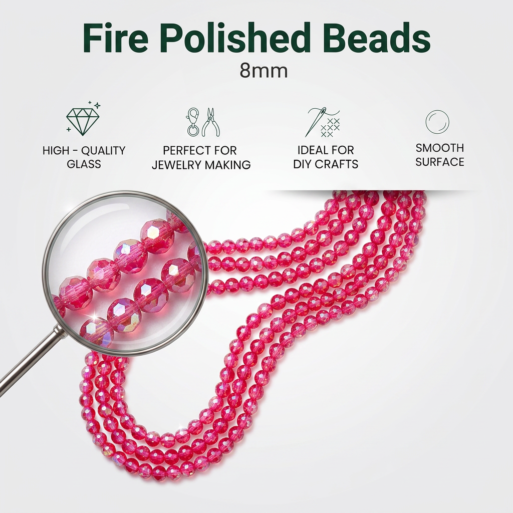 Fire Polished Beads Opaque Crystal 8mm Ruby Red 1string