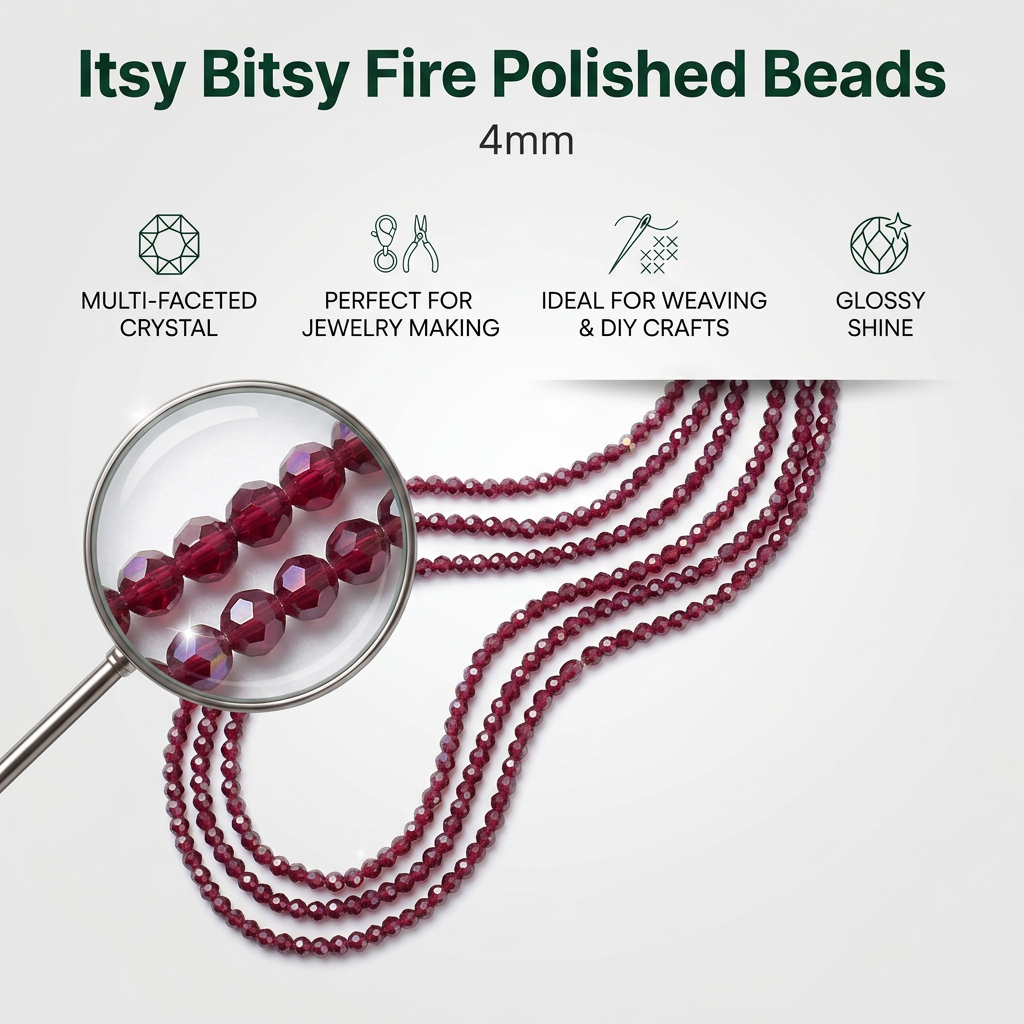 Fire Polished Beads Opaque Crystal 4mm Dark Red 1 string