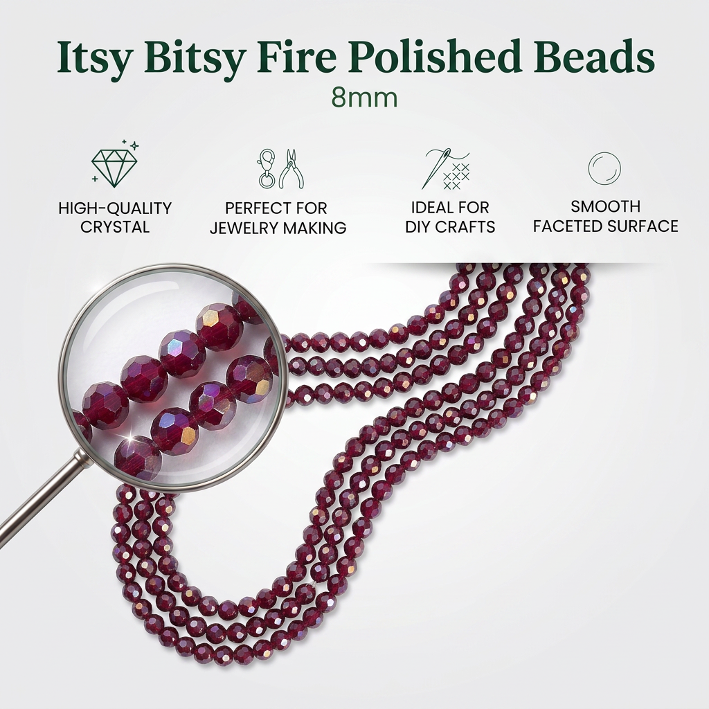 Fire Polished Beads Opaque Crystal 8mm Dark Red 1 string