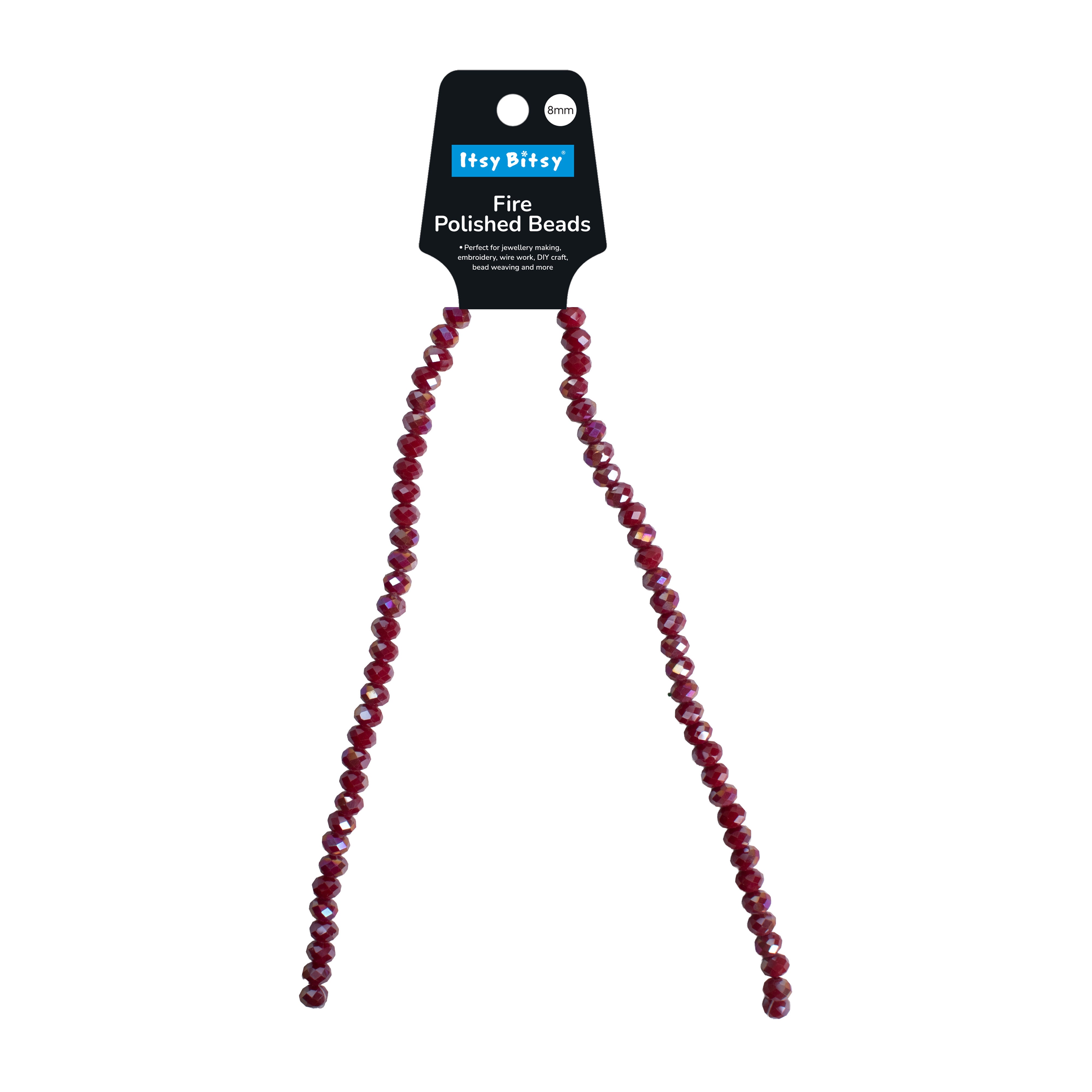 Fire Polished Beads Opaque Crystal 8mm Dark Red 1 string
