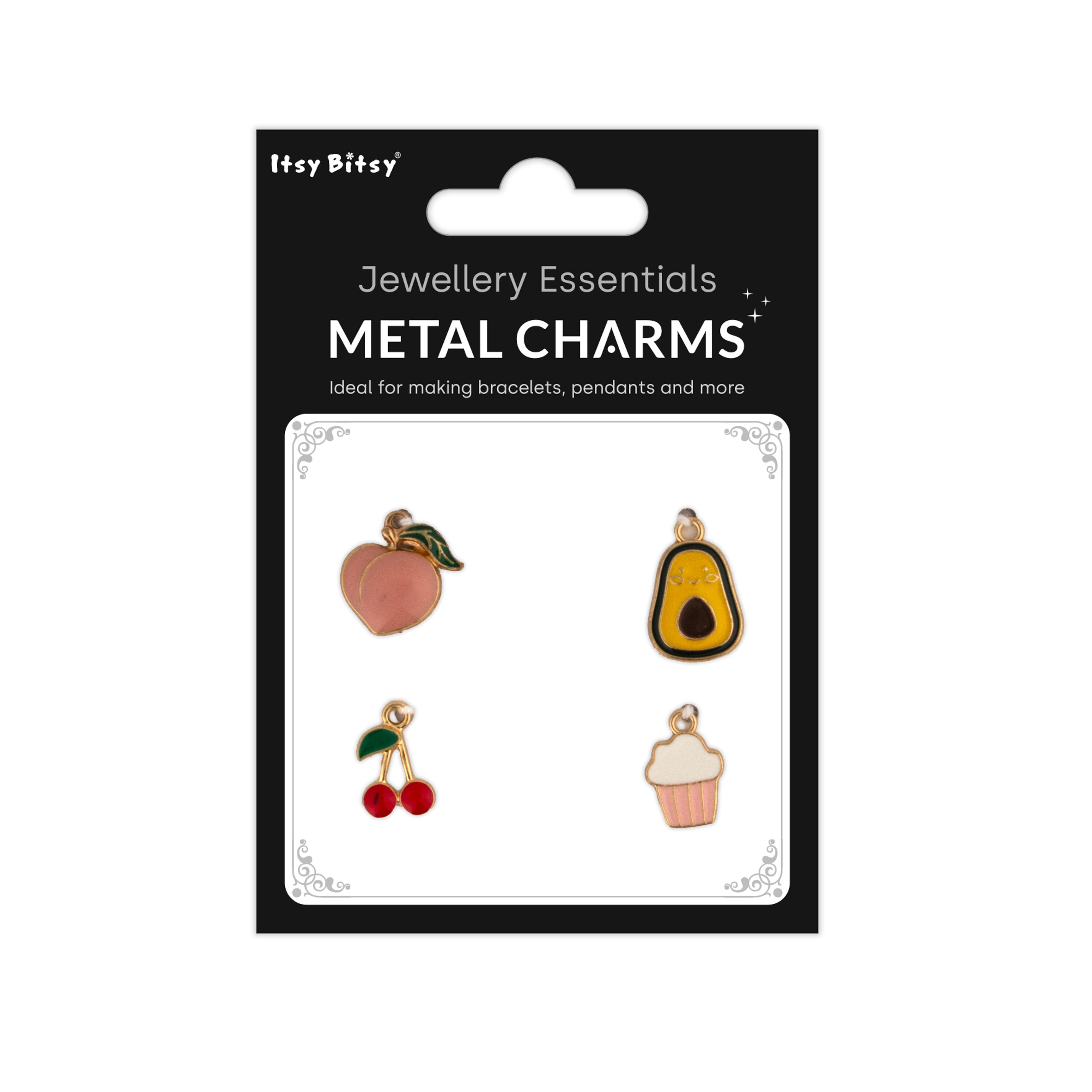 Enamel Metal Charms Fruity Fun 4pc