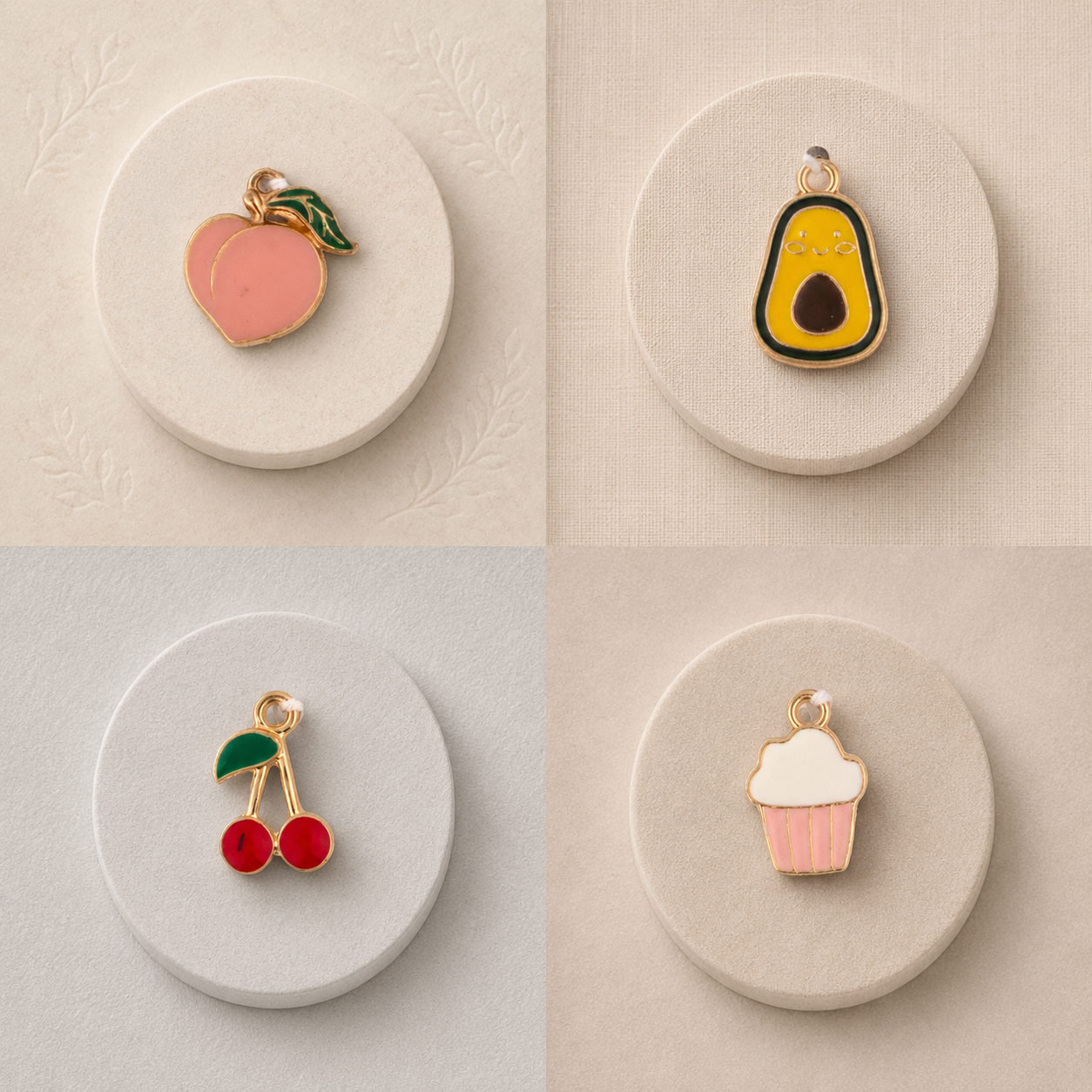 Enamel Metal Charms Fruity Fun 4pc