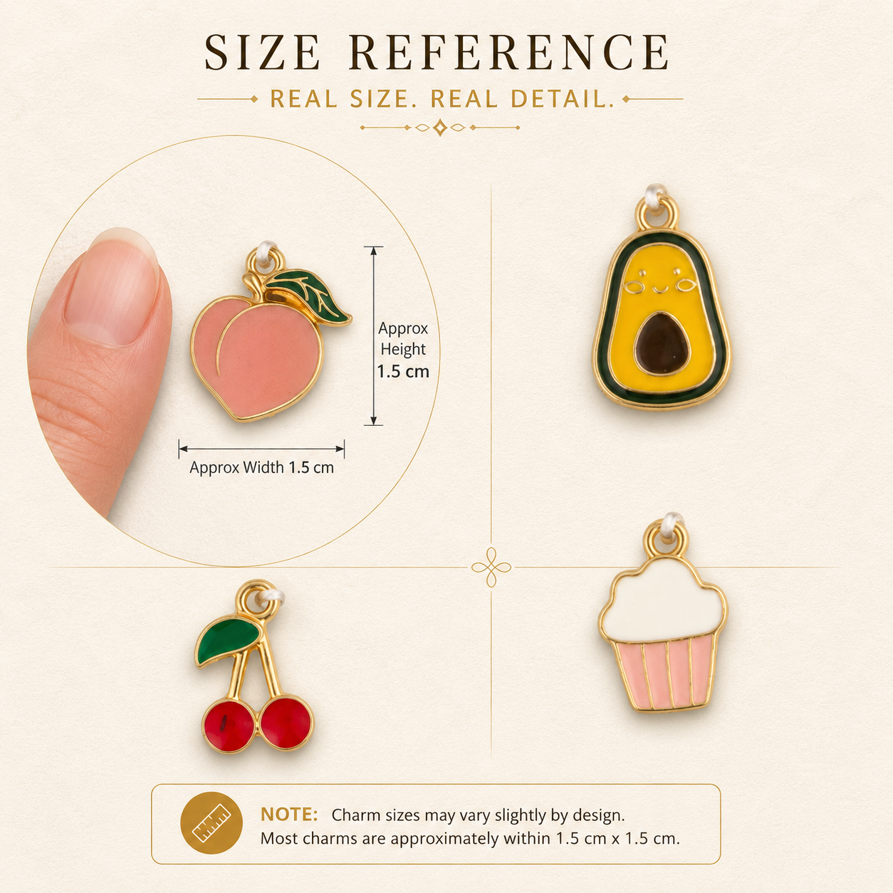 Enamel Metal Charms Fruity Fun 4pc