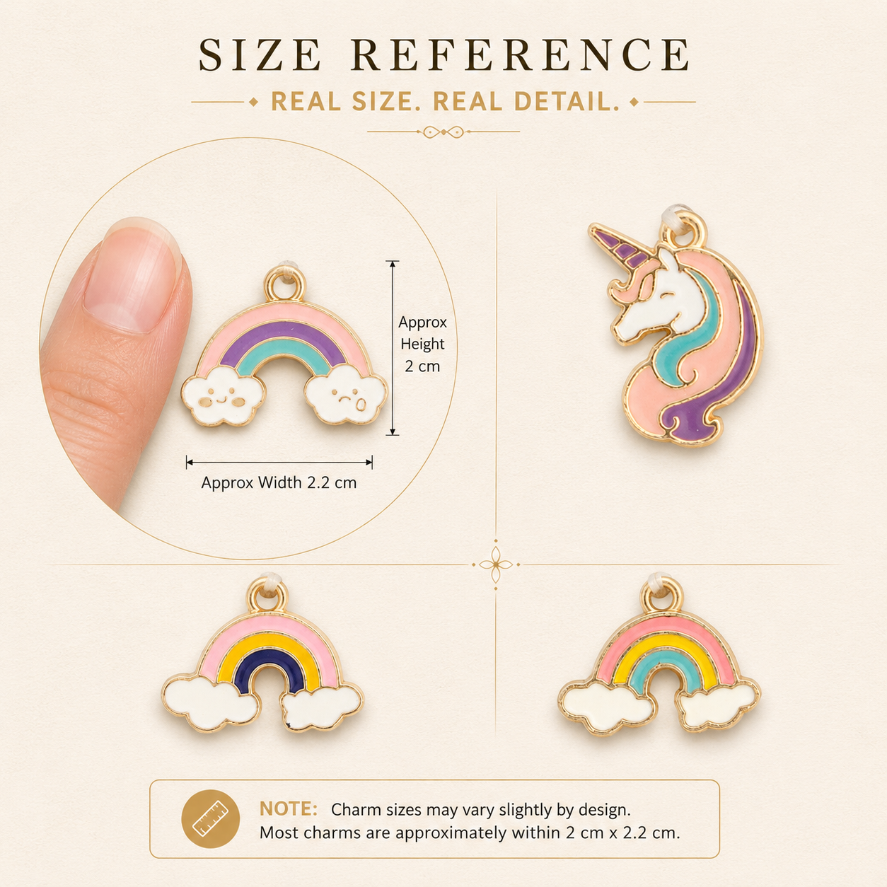 Enamel Metal Charms Rainbow Unicorn 4pc