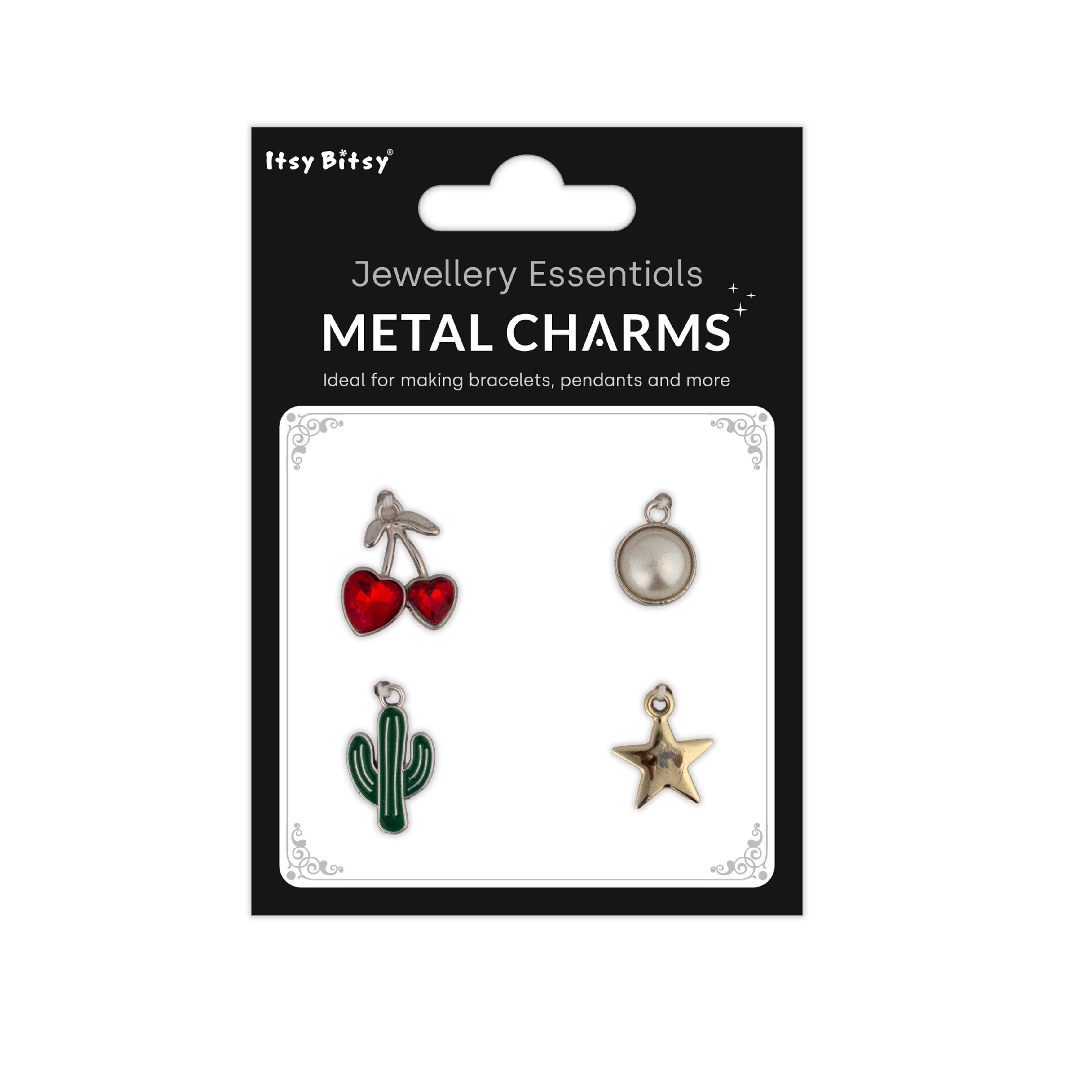 Metal Charms Star Cactus 4pc