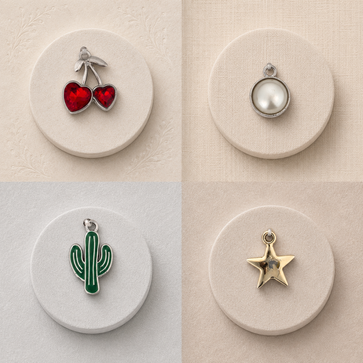 Metal Charms Star Cactus 4pc