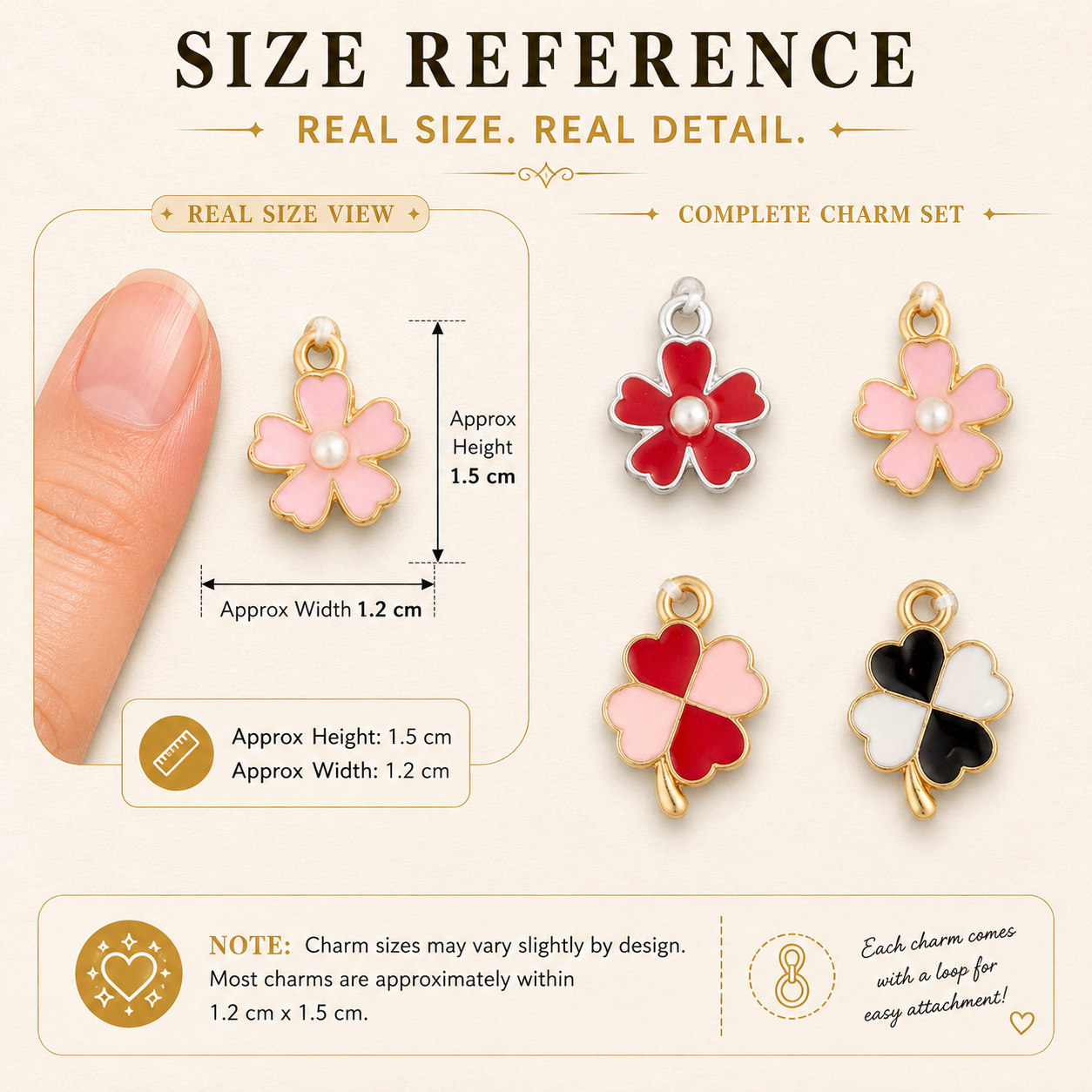 Metal Charms Clover Blossom 4pc