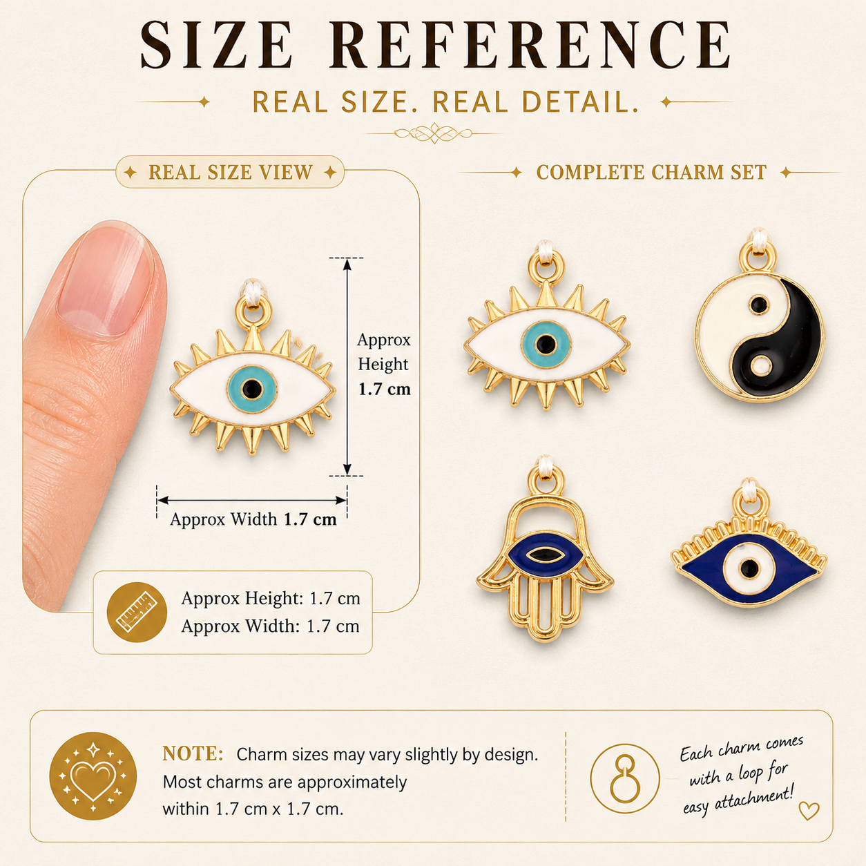 Metal Charms Good Luck 4pc