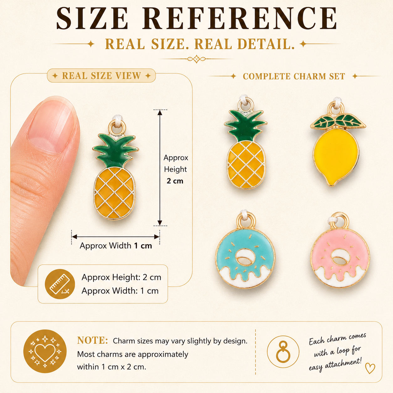 Metal Charms Fruity Donut 4pc
