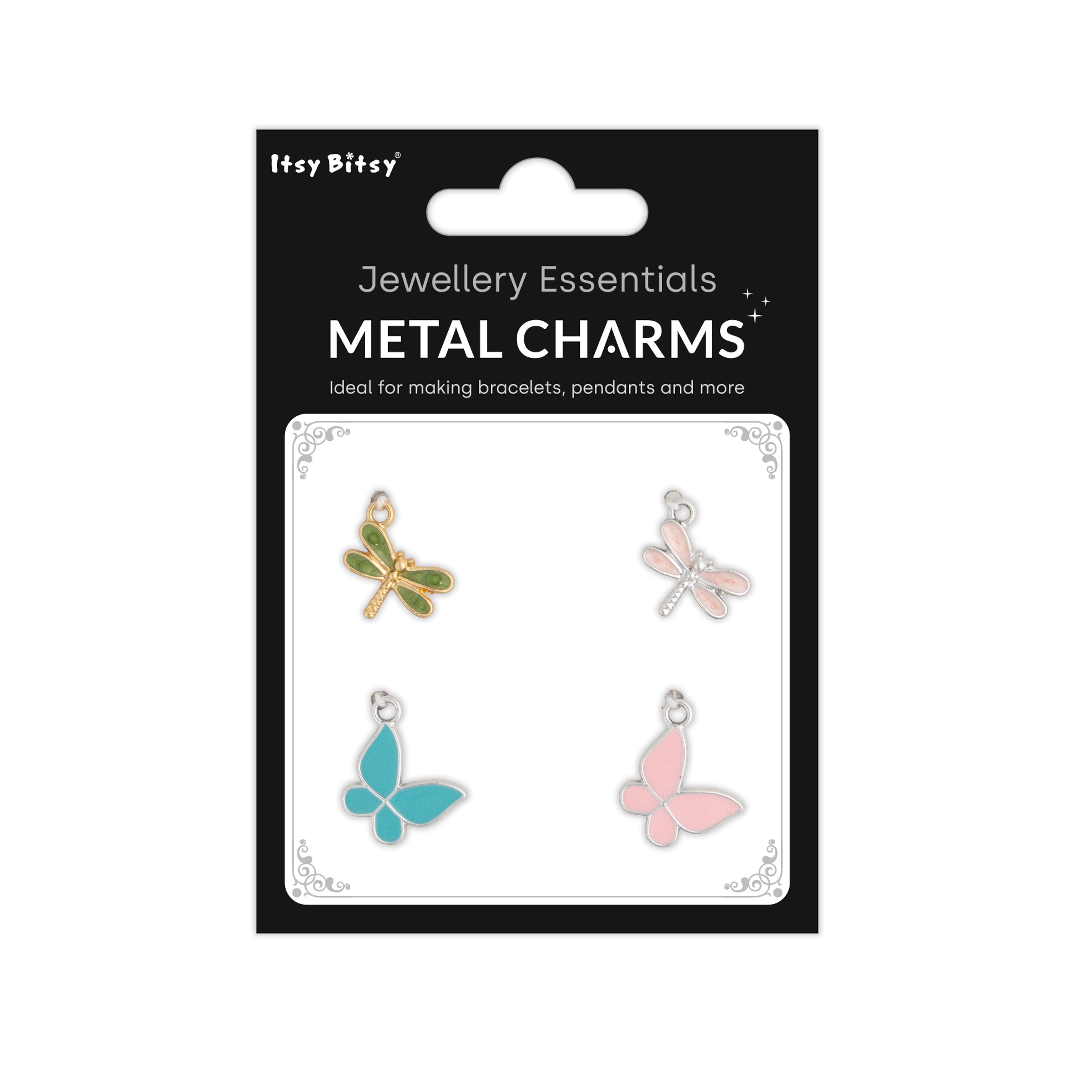 Metal Charms Flutter Wings 4pc