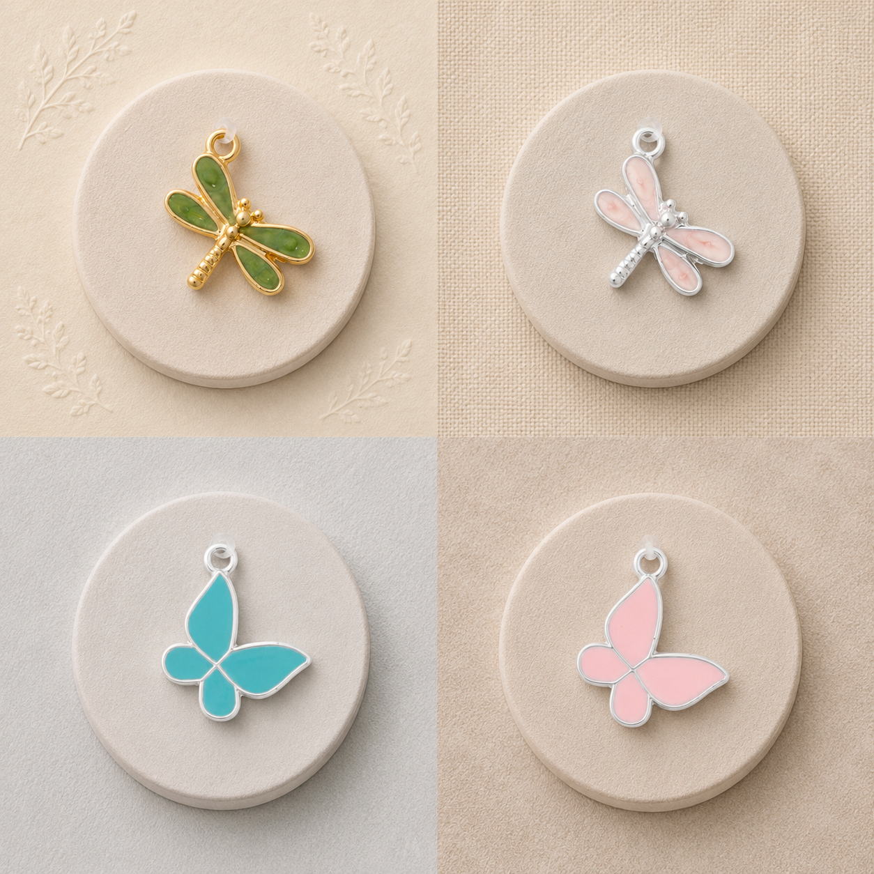 Metal Charms Flutter Wings 4pc
