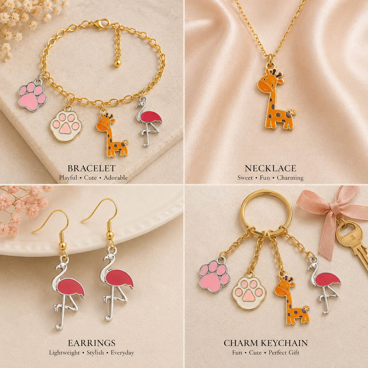 Metal Charms Paw-fect 4pc