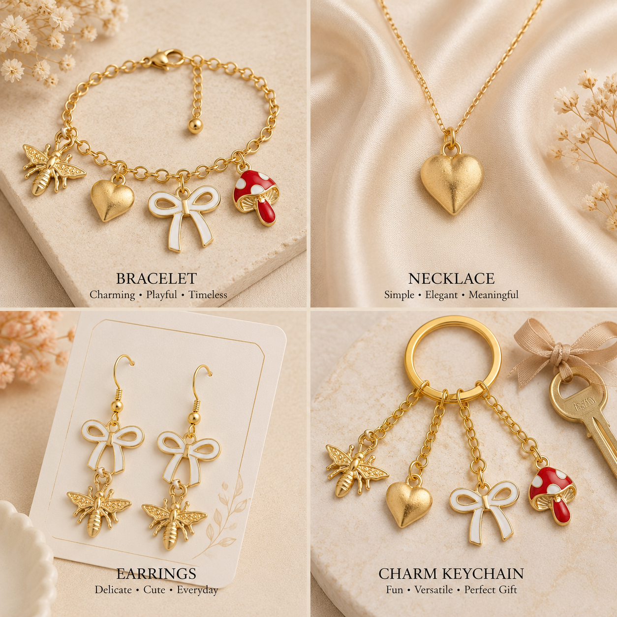 Metal Charms Whimsy Wonders 4pc