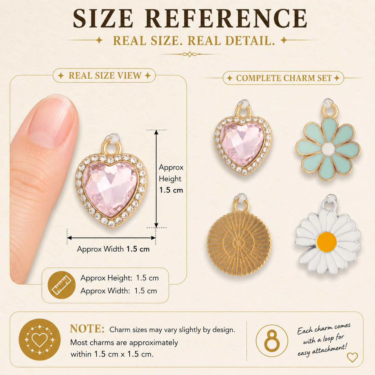 Metal Charms Clover Hearts 4pc