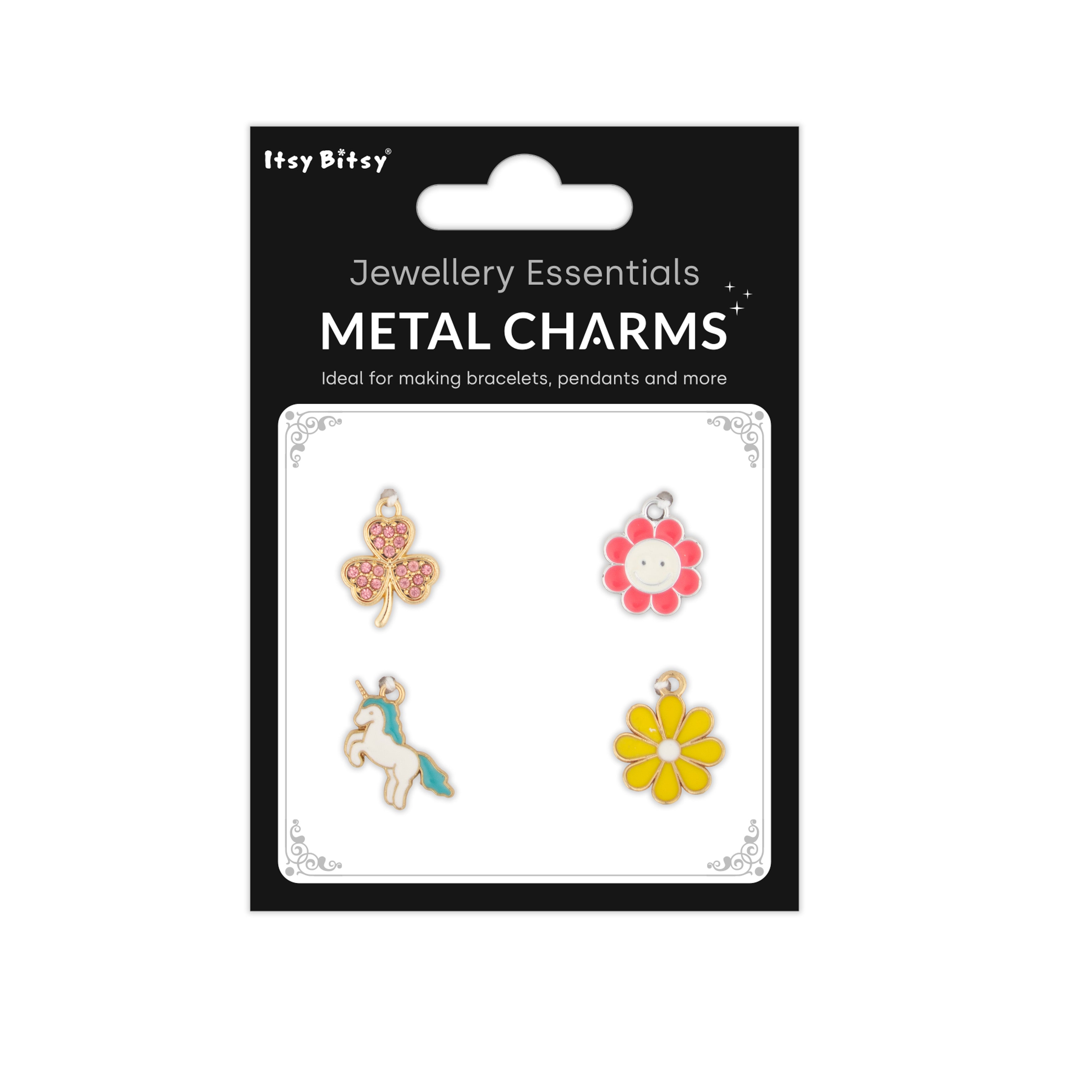 Metal Charms Pretty Blossoms 4pc