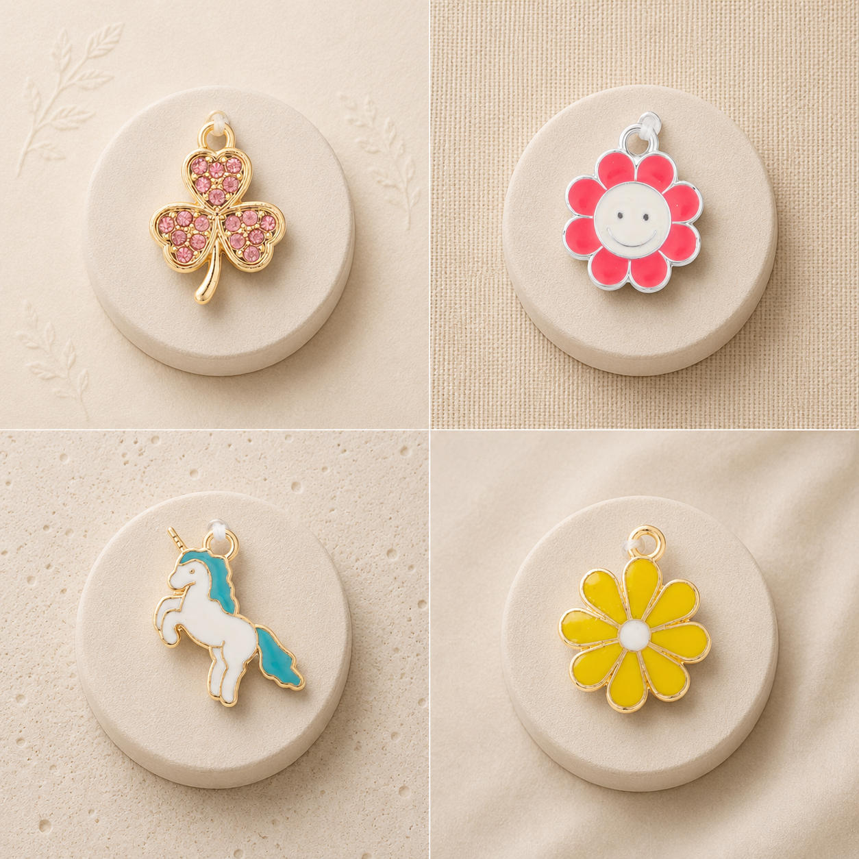 Metal Charms Pretty Blossoms 4pc